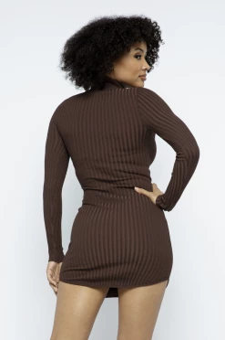 LOVE MODA Mock Neck Dress - Neutral Colors DRESSES 31 LOVE MODA Mock Neck Dress - Neutral Colors DRESSES