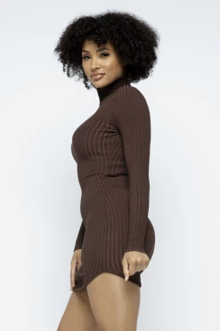 LOVE MODA Mock Neck Dress - Neutral Colors DRESSES 33 LOVE MODA Mock Neck Dress - Neutral Colors DRESSES