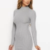LOVE MODA Mock Neck Dress - Neutral Colors DRESSES
