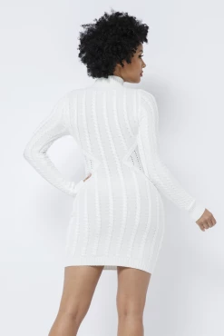 LOVE MODA DRESSES Long Sleeve Cable Knit Dress