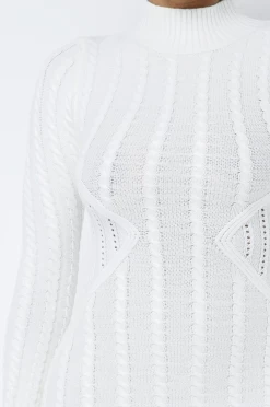 LOVE MODA Long Sleeve Cable Knit Dress DRESSES