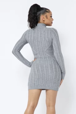 LOVE MODA Long Sleeve Cable Knit Dress DRESSES