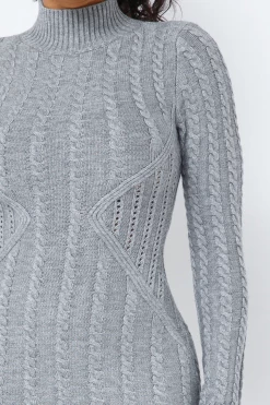 LOVE MODA Long Sleeve Cable Knit Dress DRESSES