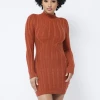 LOVE MODA Long Sleeve Cable Knit Dress DRESSES