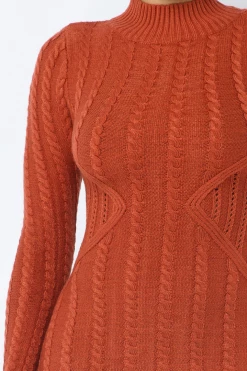 LOVE MODA Long Sleeve Cable Knit Dress DRESSES