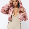 LOVE MODA Tie Dye Faux Fur Cropped Hoodie Jacket JACKETS 1 LOVE MODA Tie Dye Faux Fur Cropped Hoodie Jacket JACKETS