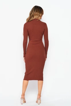 LOVE MODA Elegant Long Sleeve Collar Button Down Dress W/ Bra DRESSES