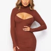 LOVE MODA Elegant Long Sleeve Turtle Neck Dress W/ Key Hole 2 LOVE MODA Elegant Long Sleeve Turtle Neck Dress W/ Key Hole