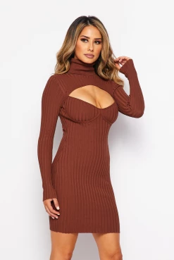 LOVE MODA Elegant Long Sleeve Turtle Neck Dress W/ Key Hole 14 LOVE MODA Elegant Long Sleeve Turtle Neck Dress W/ Key Hole