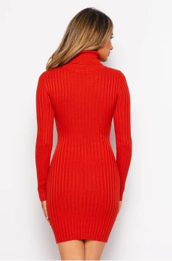 LOVE MODA Elegant Long Sleeve Turtle Neck Dress W/ Key Hole 18 LOVE MODA Elegant Long Sleeve Turtle Neck Dress W/ Key Hole