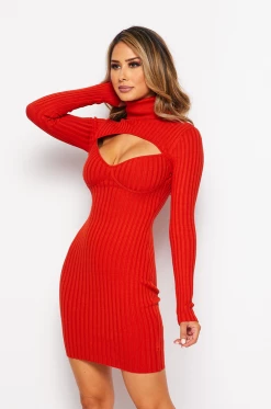 LOVE MODA Elegant Long Sleeve Turtle Neck Dress W/ Key Hole 19 LOVE MODA Elegant Long Sleeve Turtle Neck Dress W/ Key Hole