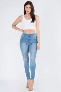 LOVE MODA High Waist Super Stretch Premium Fabric Skinny Jeans