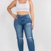 LOVE MODA High Rise Distressed Straight Jeans - Plus Size
