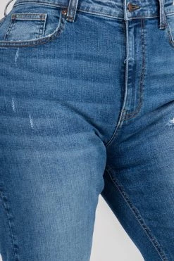 LOVE MODA High Rise Distressed Straight Jeans - Plus Size