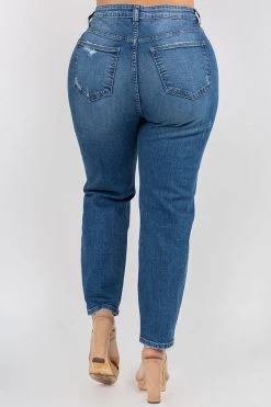 LOVE MODA High Rise Distressed Straight Jeans - Plus Size