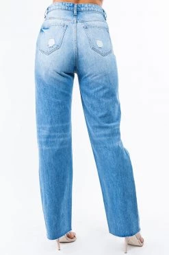 LOVE MODA High Rise Distressed Straight Jeans