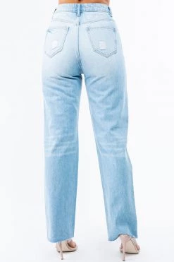 LOVE MODA High Rise Distressed Straight Jeans