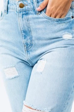 LOVE MODA High Rise Distressed Straight Jeans