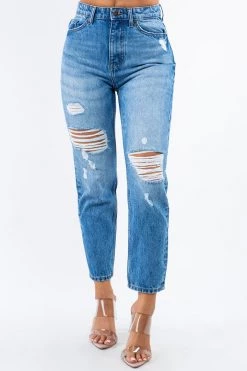 LOVE MODA High Rise Distressed Boyfriend Jeans
