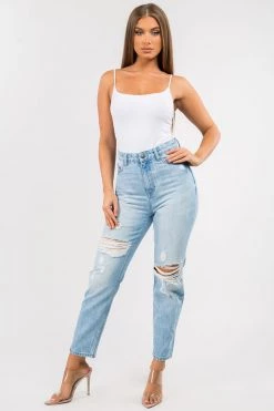 LOVE MODA High Rise Distressed Boyfriend Jeans