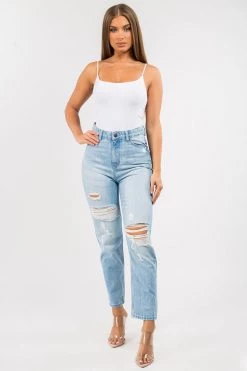 LOVE MODA High Rise Distressed Boyfriend Jeans