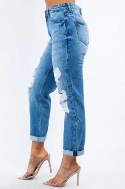 LOVE MODA High Rise Distressed Boyfriend Jeans