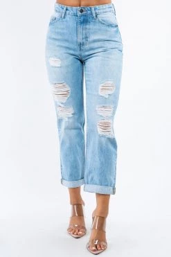LOVE MODA High Rise Distressed Boyfriend Jeans