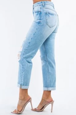 LOVE MODA High Rise Distressed Boyfriend Jeans