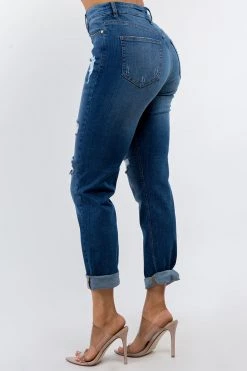 LOVE MODA Premium Modal Fabric High Rise Destroyed Boyfriend Jeans