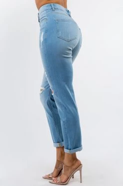 LOVE MODA Premium Modal Fabric High Rise Destroyed Boyfriend Jeans