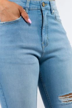 LOVE MODA Premium Modal Fabric High Rise Destroyed Boyfriend Jeans