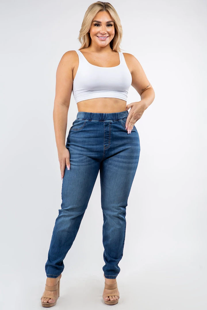 LOVE MODA Premium Modal Fabric High Waist Elastic Band Skinny Jeans - Plus Size 4 LOVE MODA Premium Modal Fabric High Waist Elastic Band Skinny Jeans - Plus Size