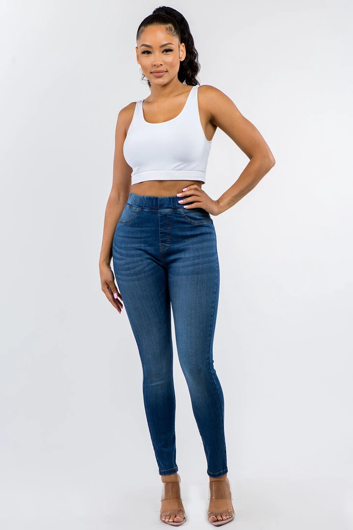 LOVE MODA Premium Modal Fabric High Waist Elastic Band Skinny Jeans 3 LOVE MODA Premium Modal Fabric High Waist Elastic Band Skinny Jeans