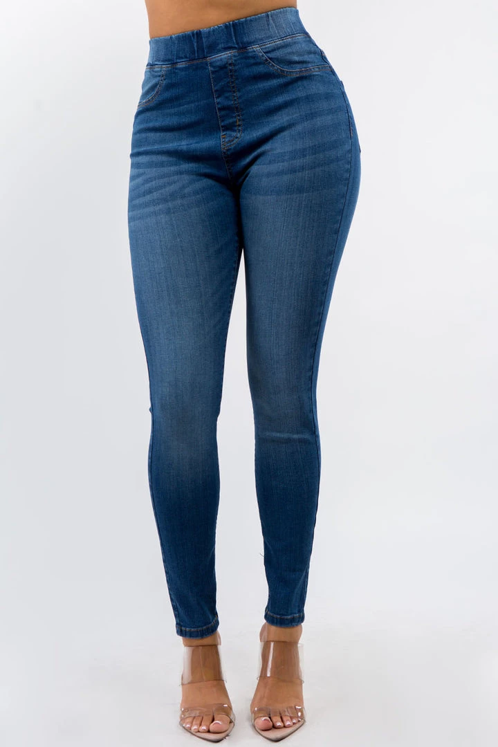 LOVE MODA Premium Modal Fabric High Waist Elastic Band Skinny Jeans 5 LOVE MODA Premium Modal Fabric High Waist Elastic Band Skinny Jeans