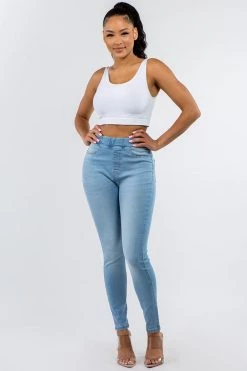 LOVE MODA Premium Modal Fabric High Waist Elastic Band Skinny Jeans 20 LOVE MODA Premium Modal Fabric High Waist Elastic Band Skinny Jeans