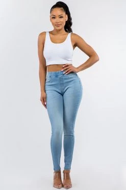 LOVE MODA Premium Modal Fabric High Waist Elastic Band Skinny Jeans 21 LOVE MODA Premium Modal Fabric High Waist Elastic Band Skinny Jeans