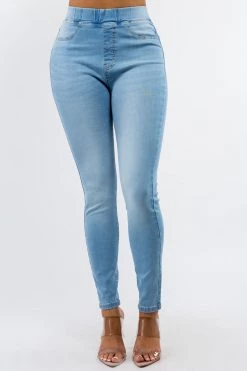 LOVE MODA Premium Modal Fabric High Waist Elastic Band Skinny Jeans 22 LOVE MODA Premium Modal Fabric High Waist Elastic Band Skinny Jeans