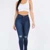 Love Moda High Waist Knee Slit Super Stretch Premium Fabric Skinny Jeans