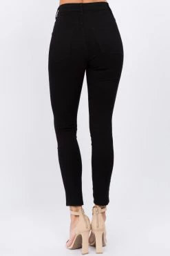 LOVE MODA High Waist Knee Slit Super Stretch Premium Fabric Skinny Jeans