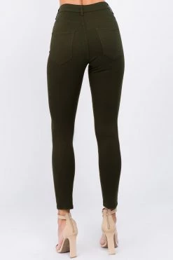 LOVE MODA High Waist Knee Slit Super Stretch Premium Fabric Skinny Jeans