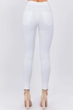 LOVE MODA High Waist Knee Slit Super Stretch Premium Fabric Skinny Jeans