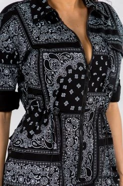 LOVE MODA NEW ARRIVALS Bandana Print Cargo Slim Stretch Jumpsuit