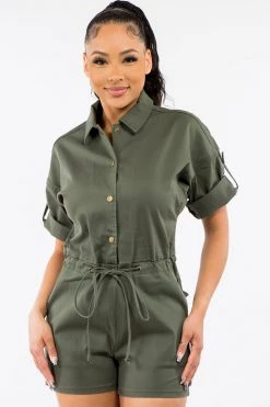 LOVE MODA NEW ARRIVALS Relaxed Fitted Button Up Romper