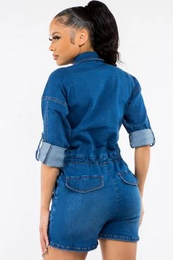 LOVE MODA Slim Fit Fitted Button Up Denim Romper NEW ARRIVALS