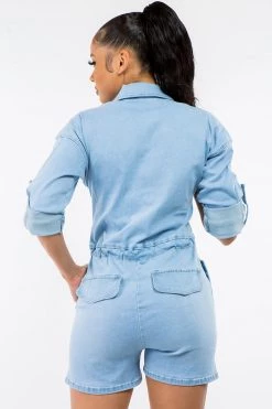 LOVE MODA Slim Fit Fitted Button Up Denim Romper NEW ARRIVALS