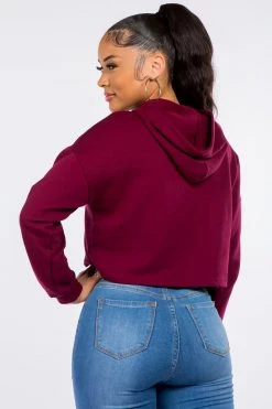 LOVE MODA Fleece Long Sleeve Crop Hoodie - Dark Colors