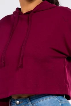 LOVE MODA Fleece Long Sleeve Crop Hoodie - Dark Colors