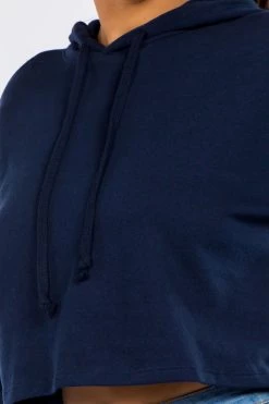 LOVE MODA Fleece Long Sleeve Crop Hoodie - Dark Colors