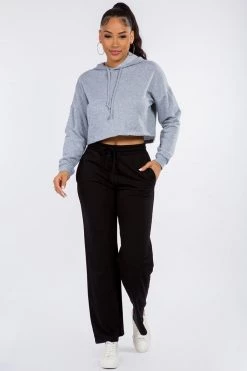 LOVE MODA ACTIVE WEAR Fleece Long Sleeve Crop Hoodie - Light Colors 41 LOVE MODA ACTIVE WEAR Fleece Long Sleeve Crop Hoodie - Light Colors