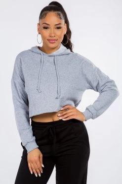 LOVE MODA ACTIVE WEAR Fleece Long Sleeve Crop Hoodie - Light Colors 37 LOVE MODA ACTIVE WEAR Fleece Long Sleeve Crop Hoodie - Light Colors